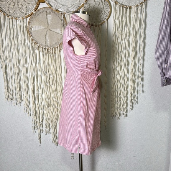 Vineyard Vines NWT Tie Front Seersucker Shirt Dress in Malibu Pank size 2 - Picture 6 of 13